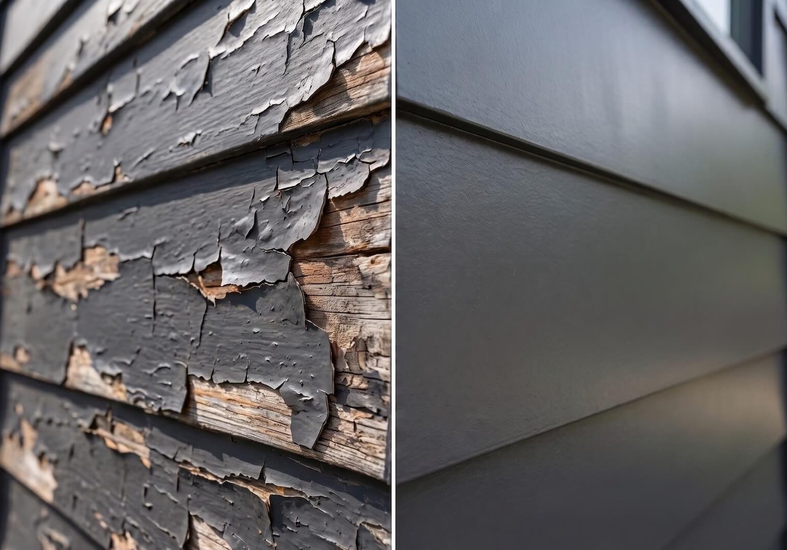 before and after of weathered siding to finished flawless paintjob on home siding of port st lucie home